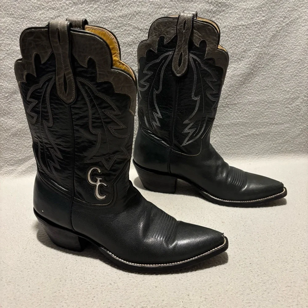 El Vaquero unisex dark gray western cowboy boots custom handmade in Texas